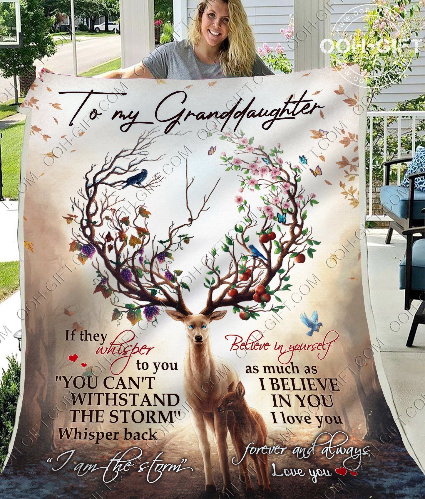 Granddaughter I Am The Storm Sherpa Fleece Blanket