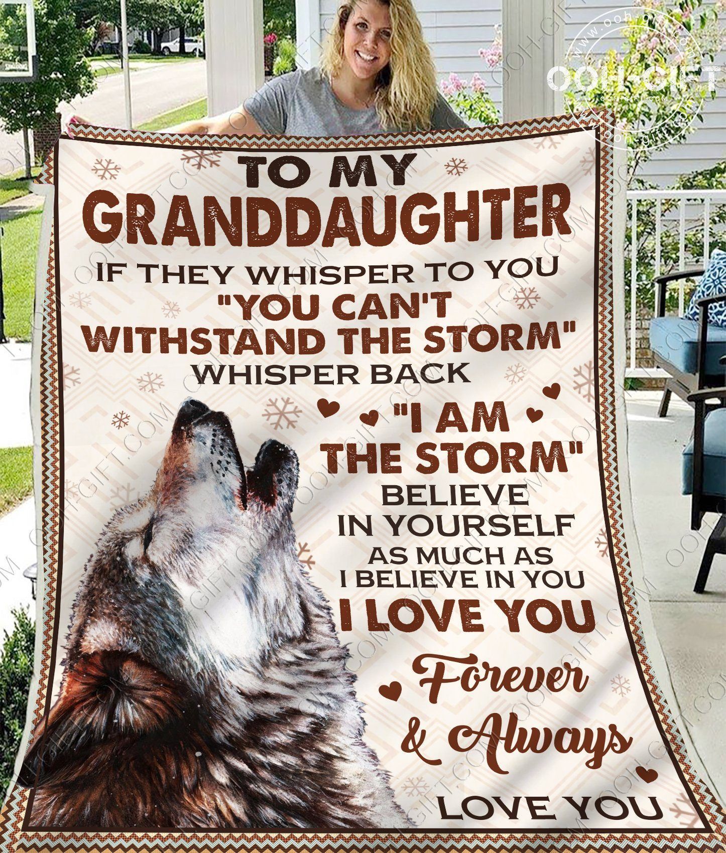 Granddaughter I Am The Storm Sherpa Fleece Blanket