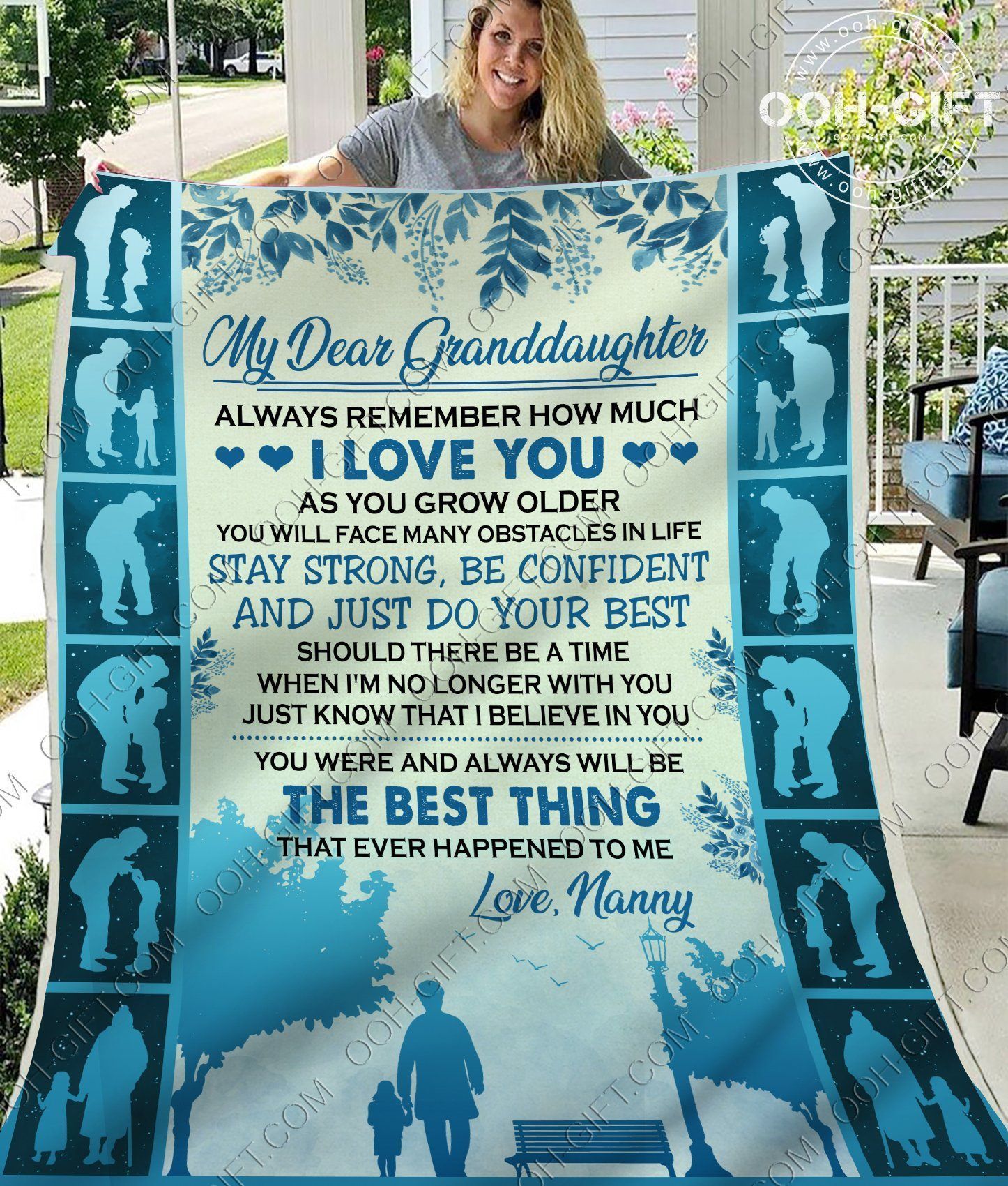 Granddaughter I Love You Nanny Sherpa Fleece Blanket