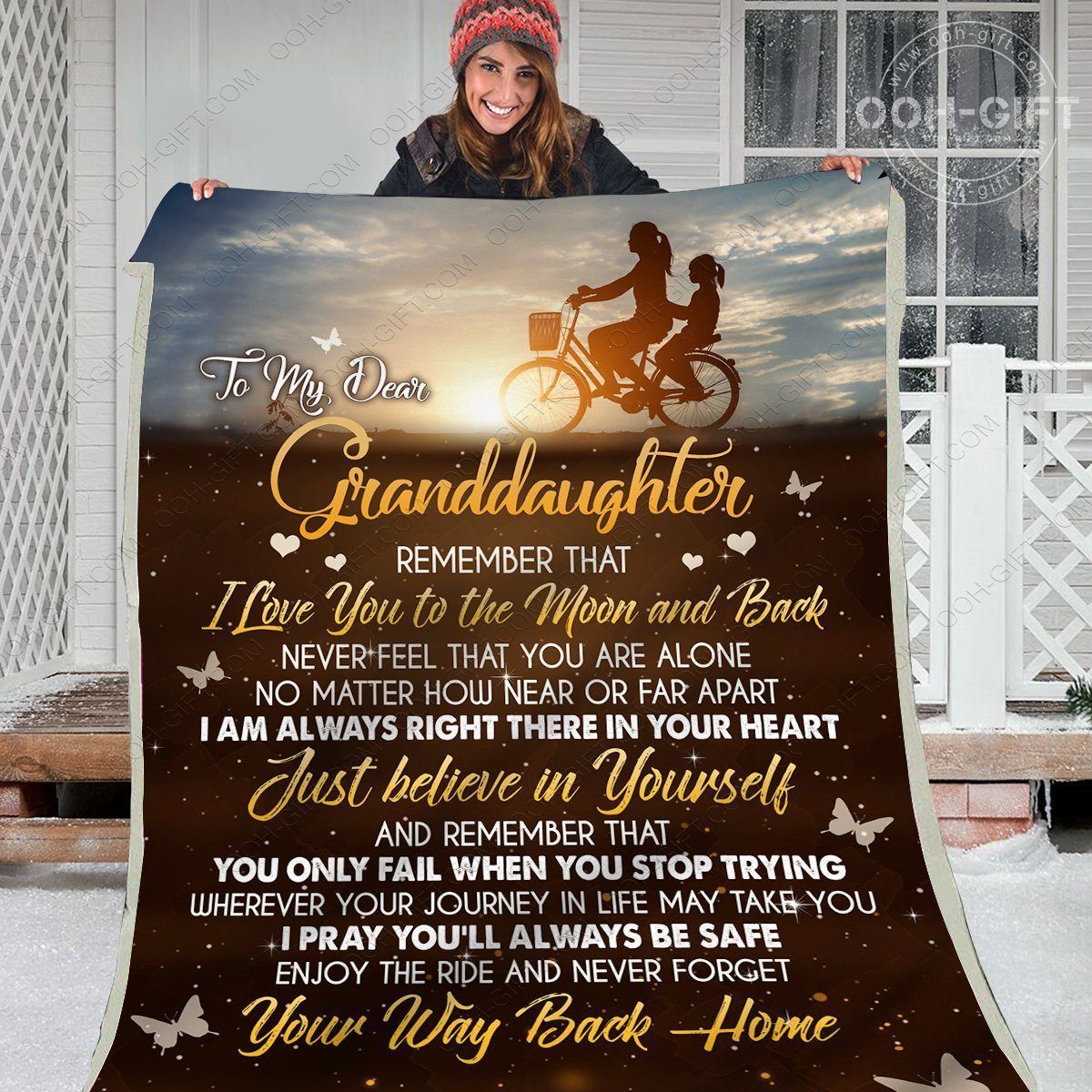 Granddaughter Im Always Here Sherpa Fleece Blanket