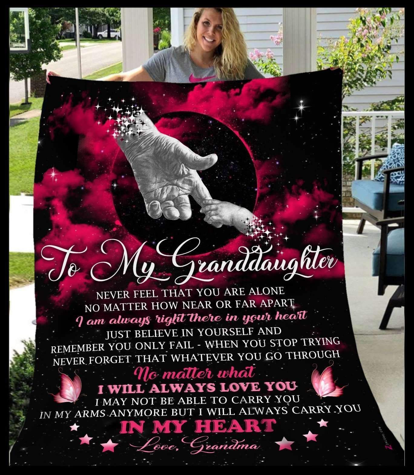 Granddaughter In My Heart Sherpa Fleece Blanket