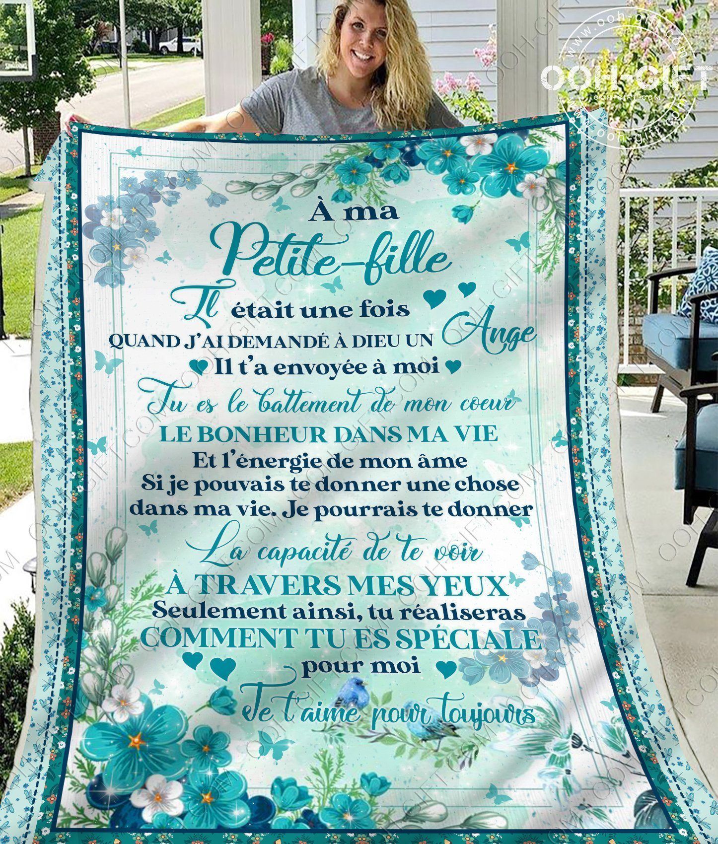 Granddaughter Je Taime Pour Toujours Sherpa Fleece Blanket
