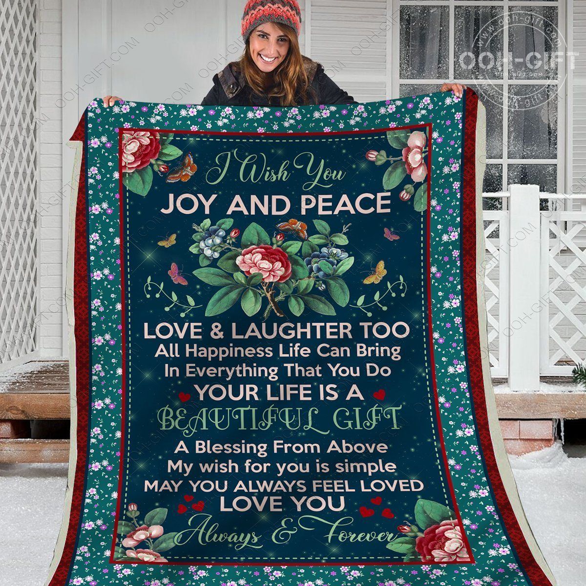 Granddaughter Joy Peace Sherpa Fleece Blanket