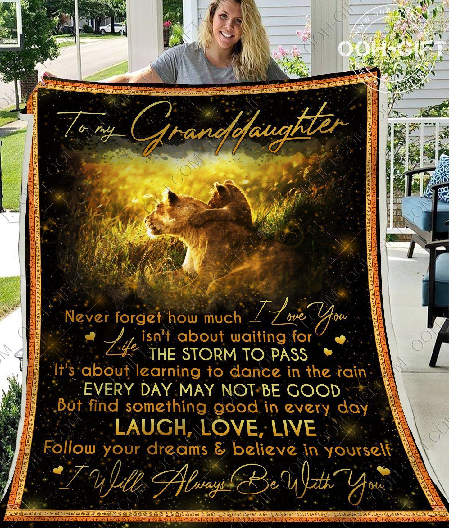 Granddaughter Laugh Love Live Sherpa Fleece Blanket