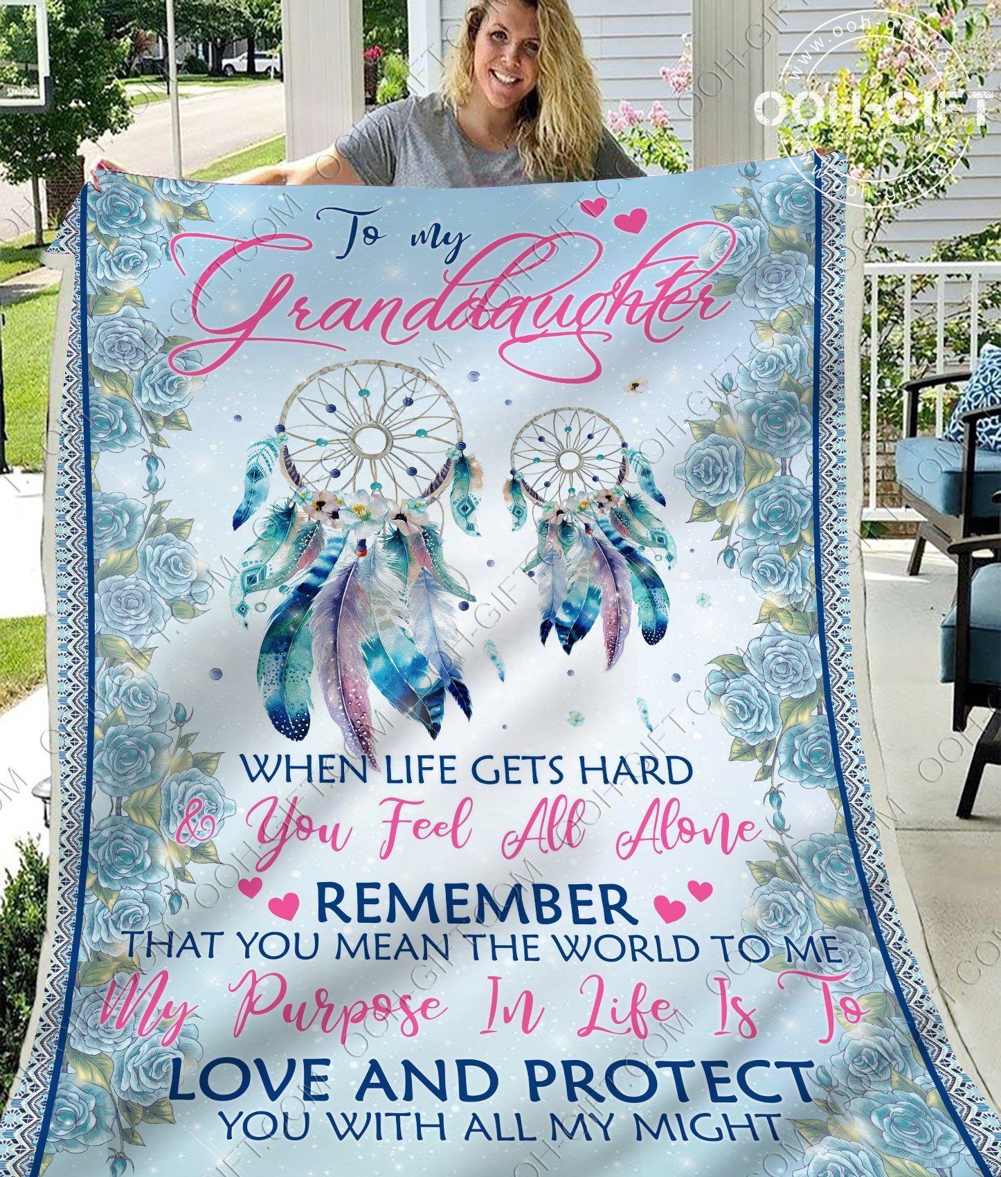 Granddaughter Love And Protect You Sherpa Fleece Blanket