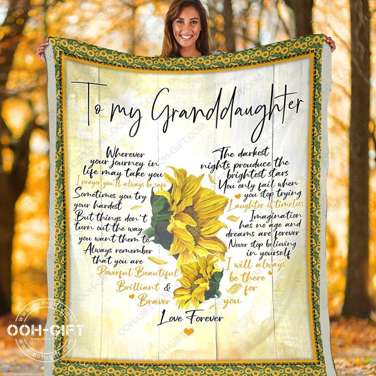 Granddaughter Love Forever Sherpa Fleece Blanket