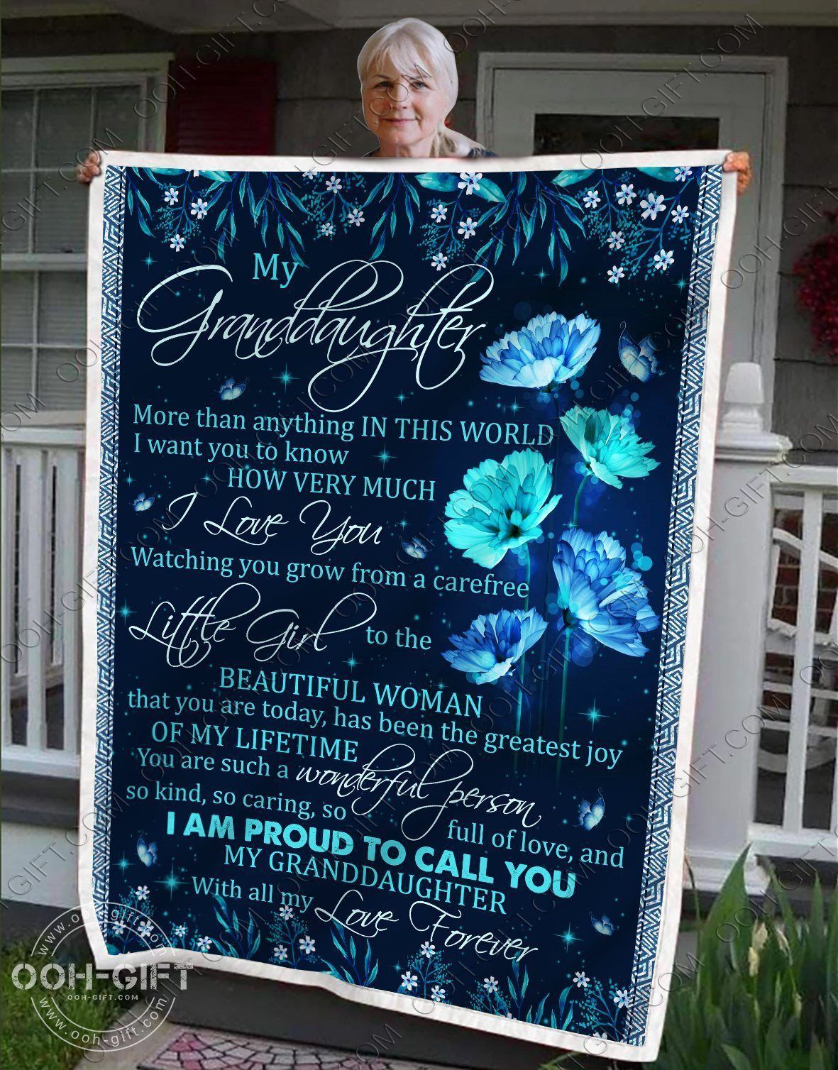 Granddaughter Love Forever Sherpa Fleece Blanket