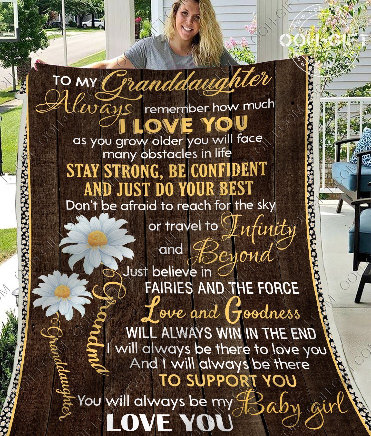 Granddaughter Love Goodness Sherpa Fleece Blanket