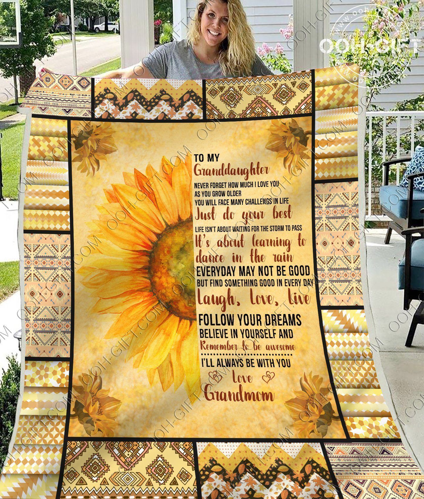 Granddaughter Love Grandmom Sherpa Fleece Blanket