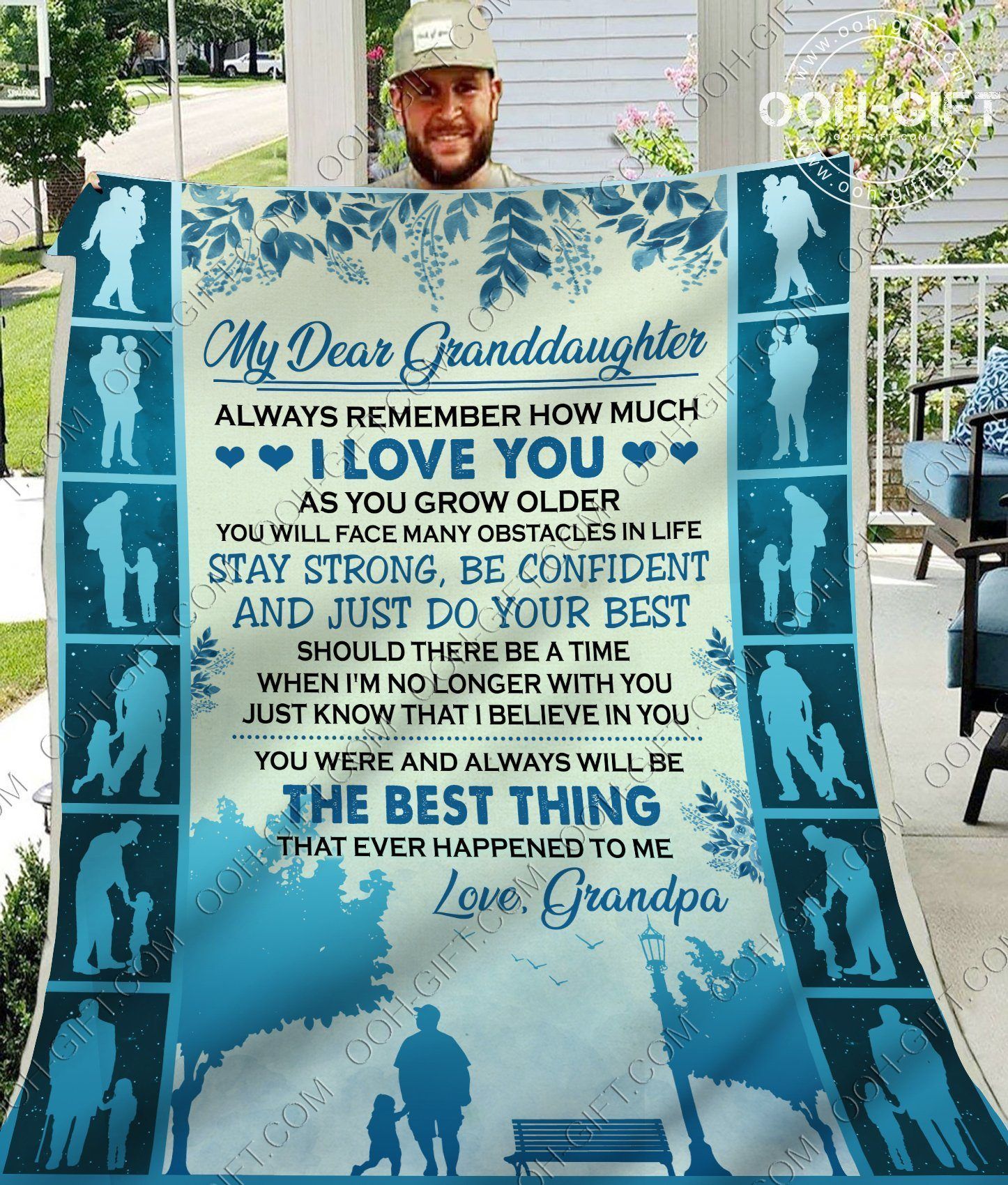 Granddaughter Love Grandpa Sherpa Fleece Blanket