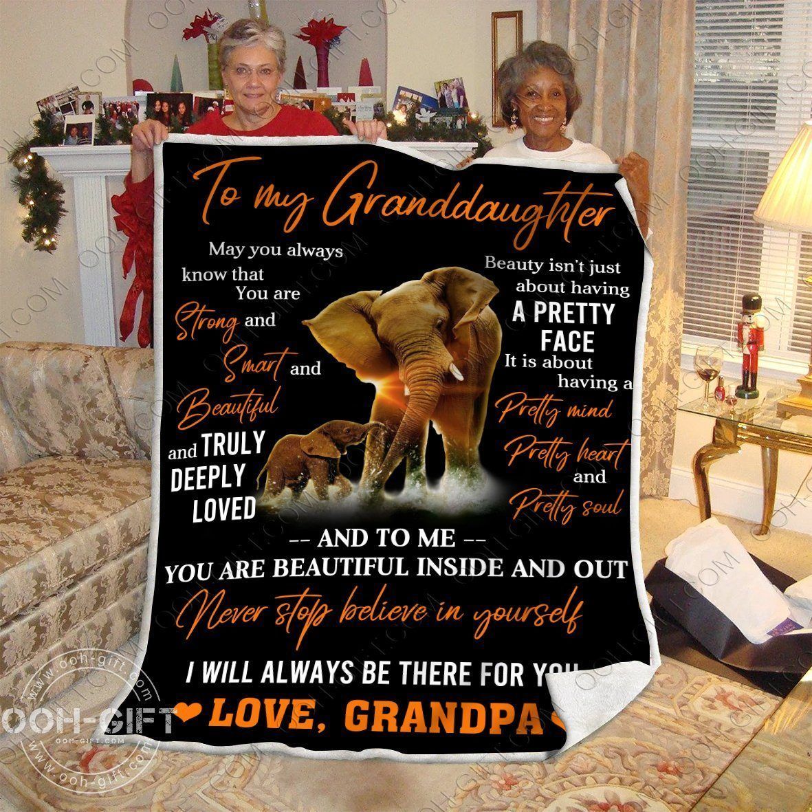 Granddaughter Love Grandpa Sherpa Fleece Blanket