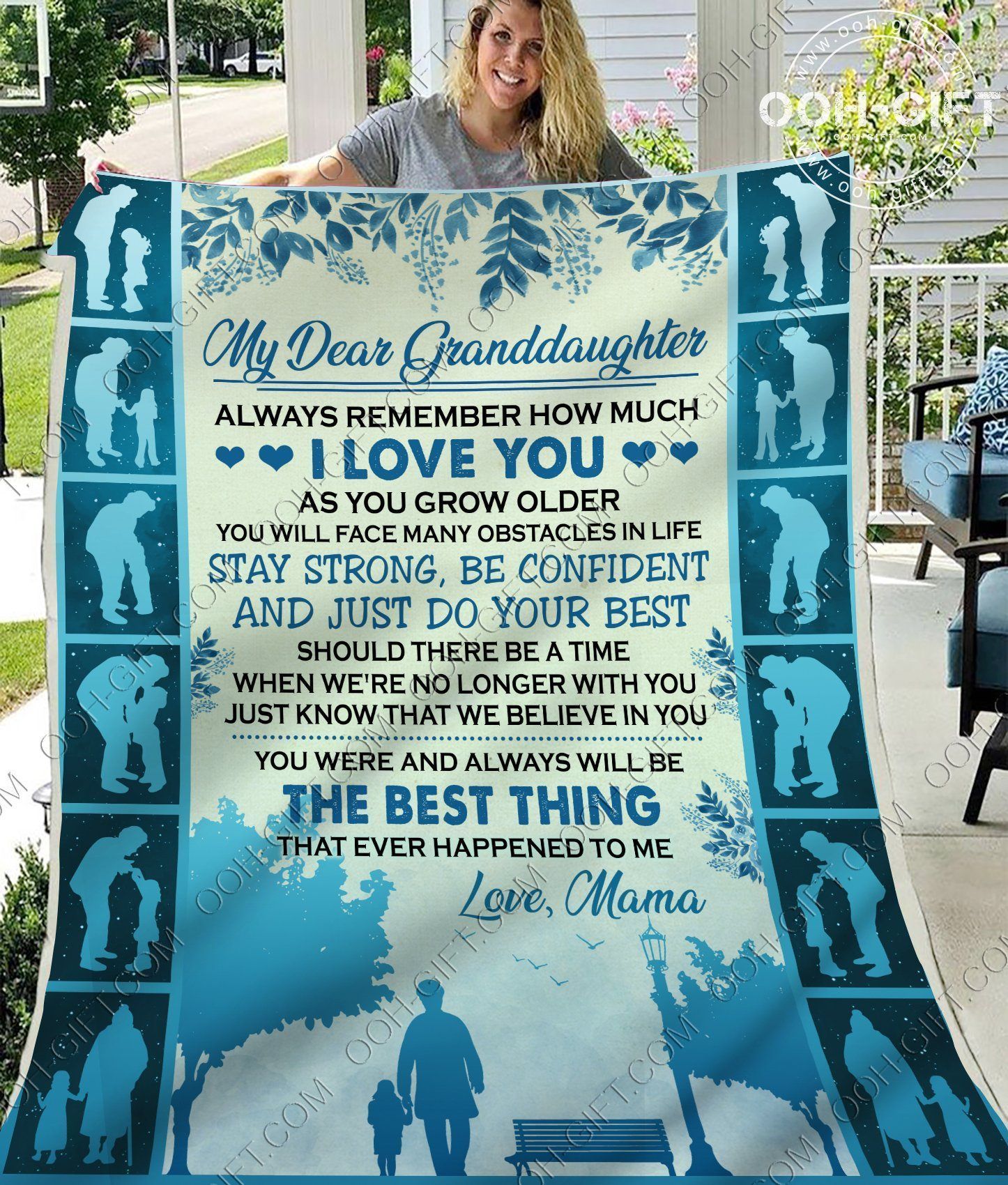 Granddaughter Love Mama Sherpa Fleece Blanket