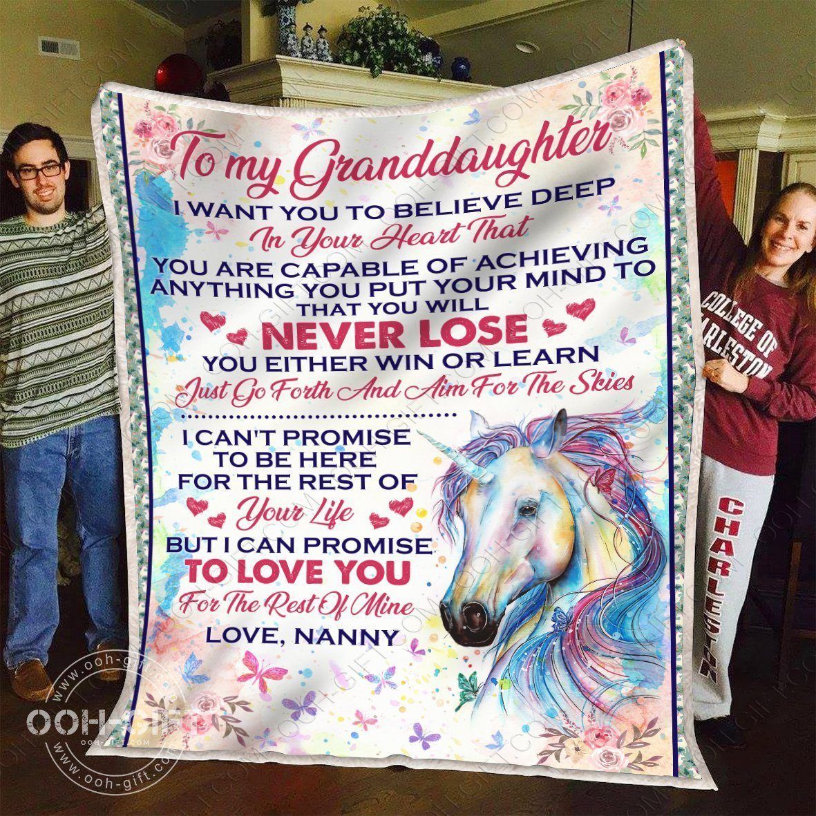 Granddaughter Love Nanny Sherpa Fleece Blanket