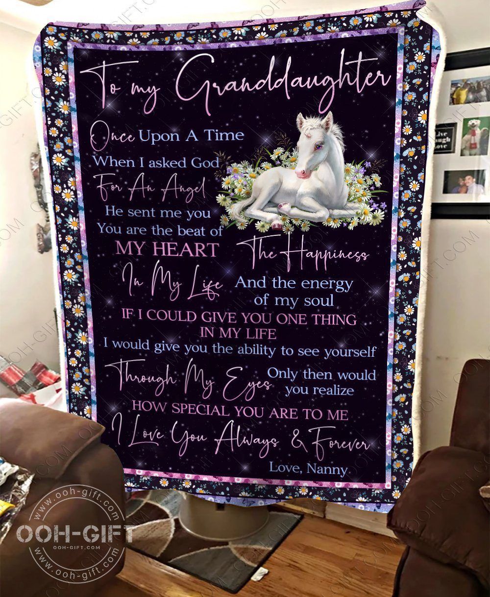 Granddaughter Love Nanny Sherpa Fleece Blanket