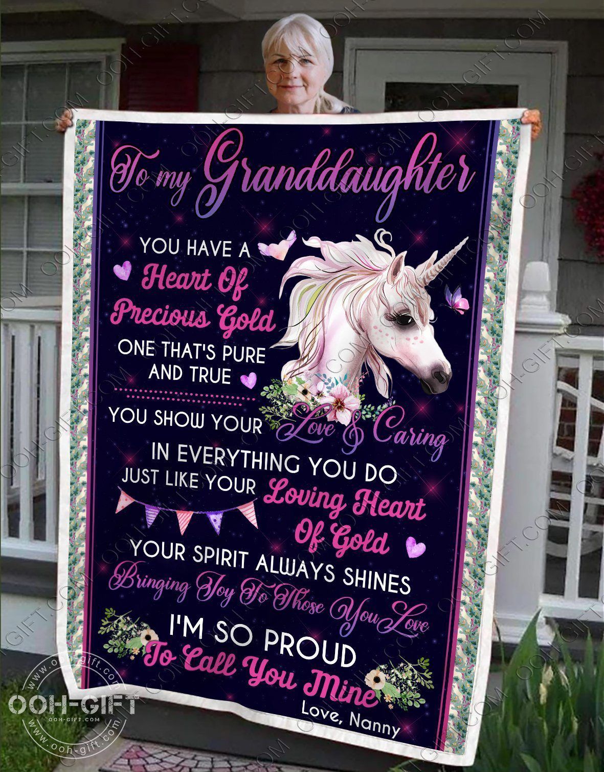 Granddaughter Love Nanny Sherpa Fleece Blanket