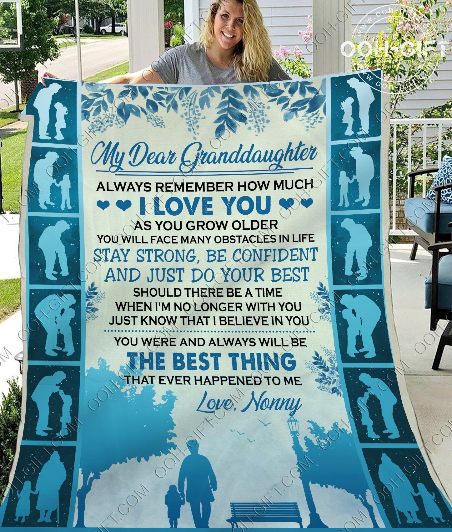 Granddaughter Love Nonny Sherpa Fleece Blanket