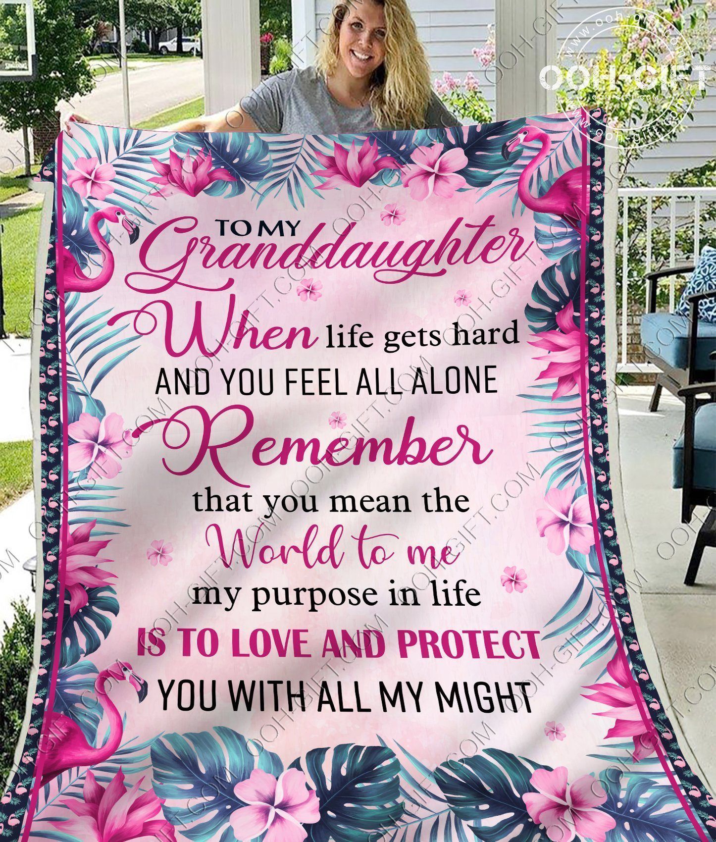 Granddaughter Love Protect You Sherpa Fleece Blanket