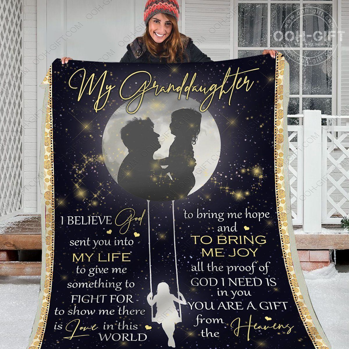 Granddaughter Love You Sherpa Fleece Blanket