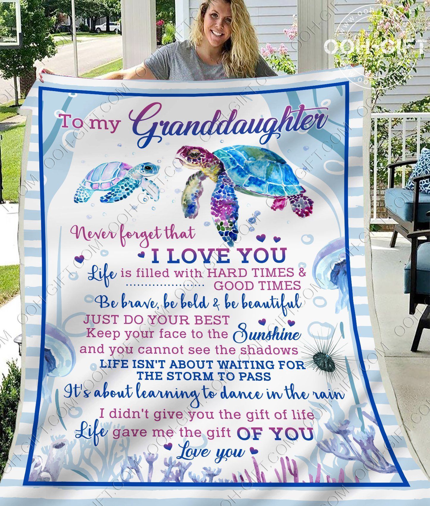 Granddaughter Love You Sherpa Fleece Blanket