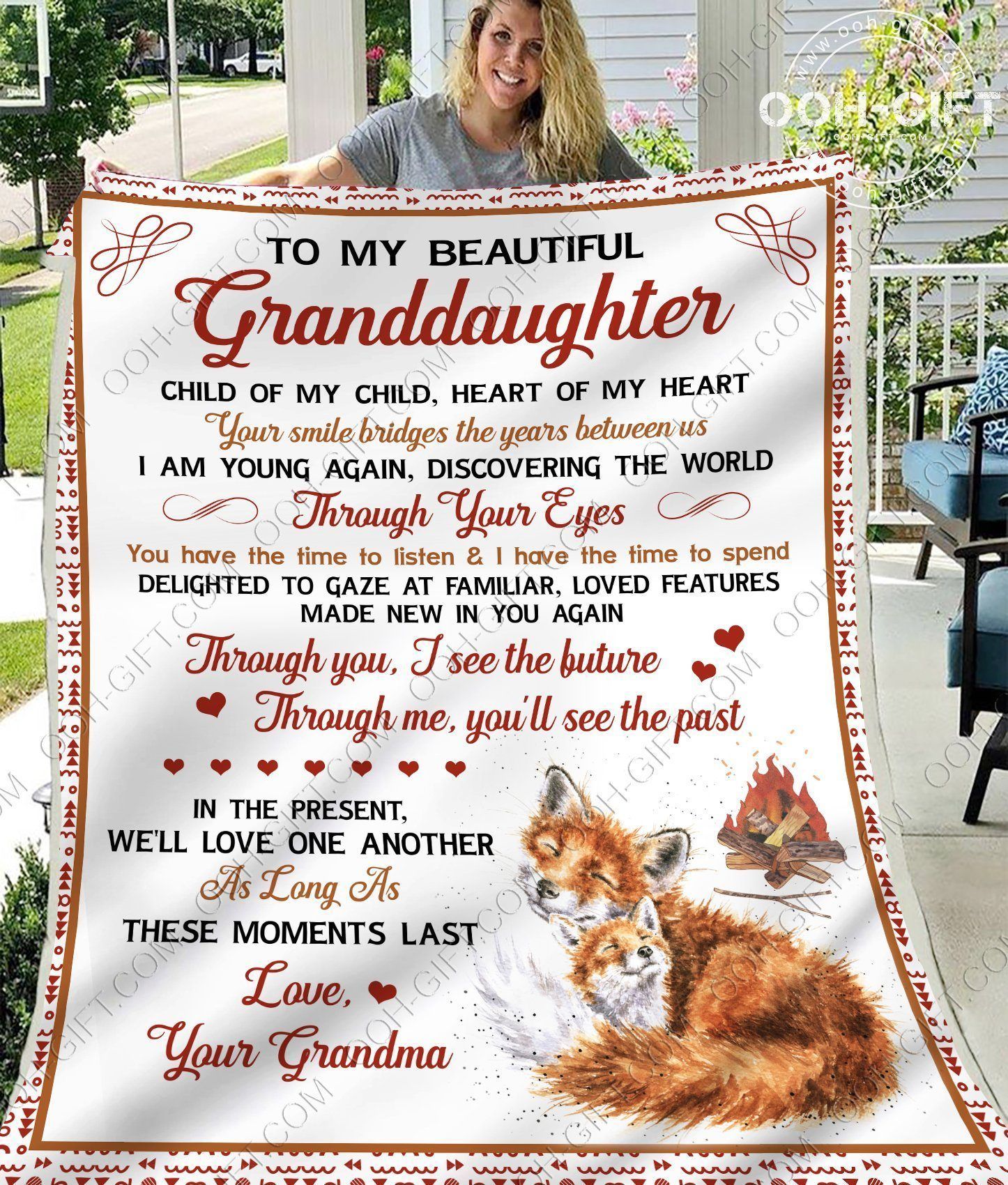 Granddaughter Love Your Grandma Sherpa Fleece Blanket