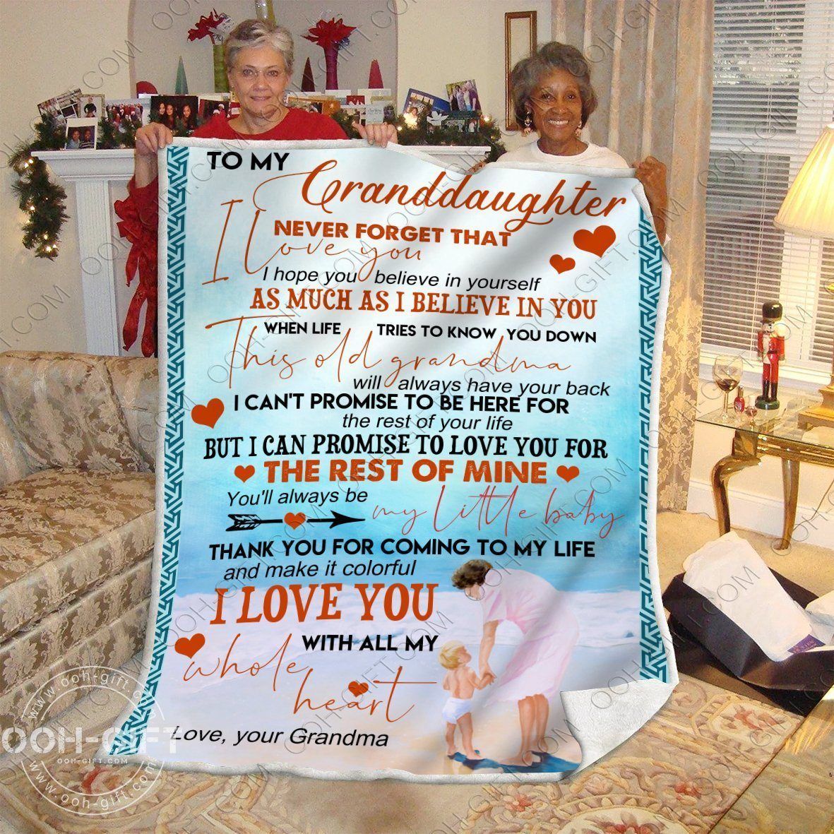Granddaughter Love Your Grandma Sherpa Fleece Blanket