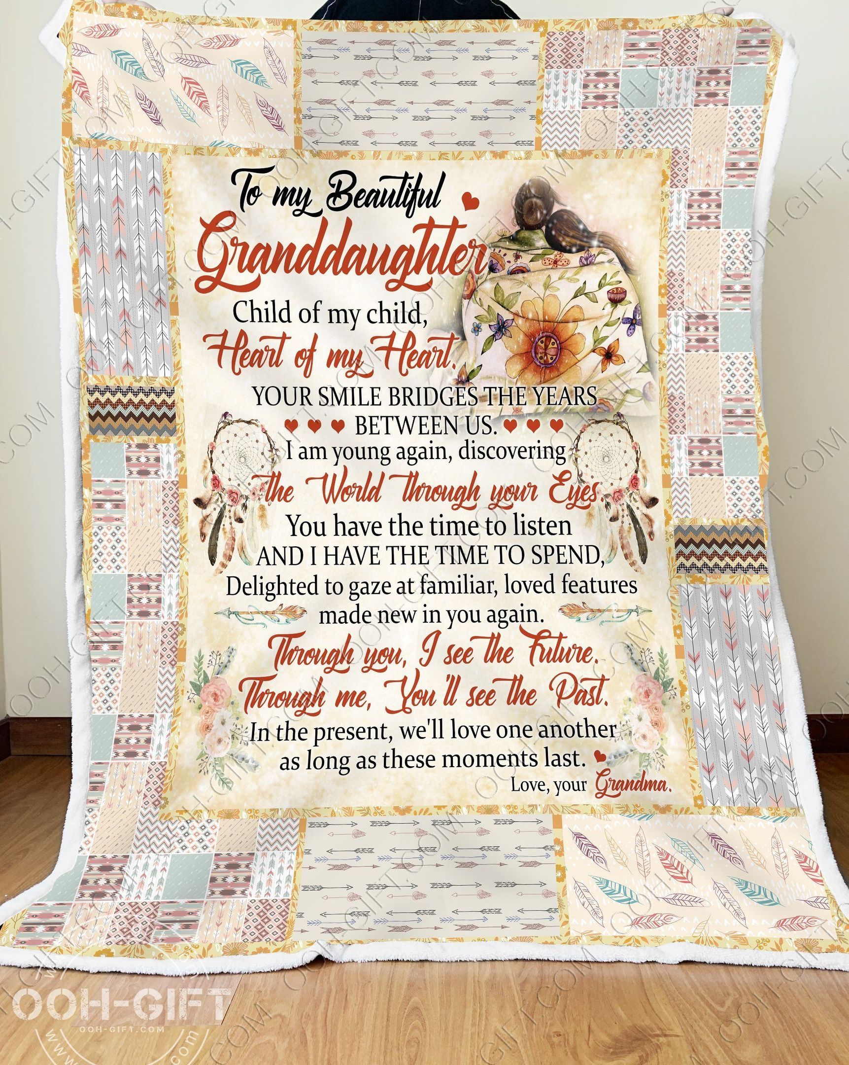 Granddaughter Love Your Grandma Sherpa Fleece Blanket