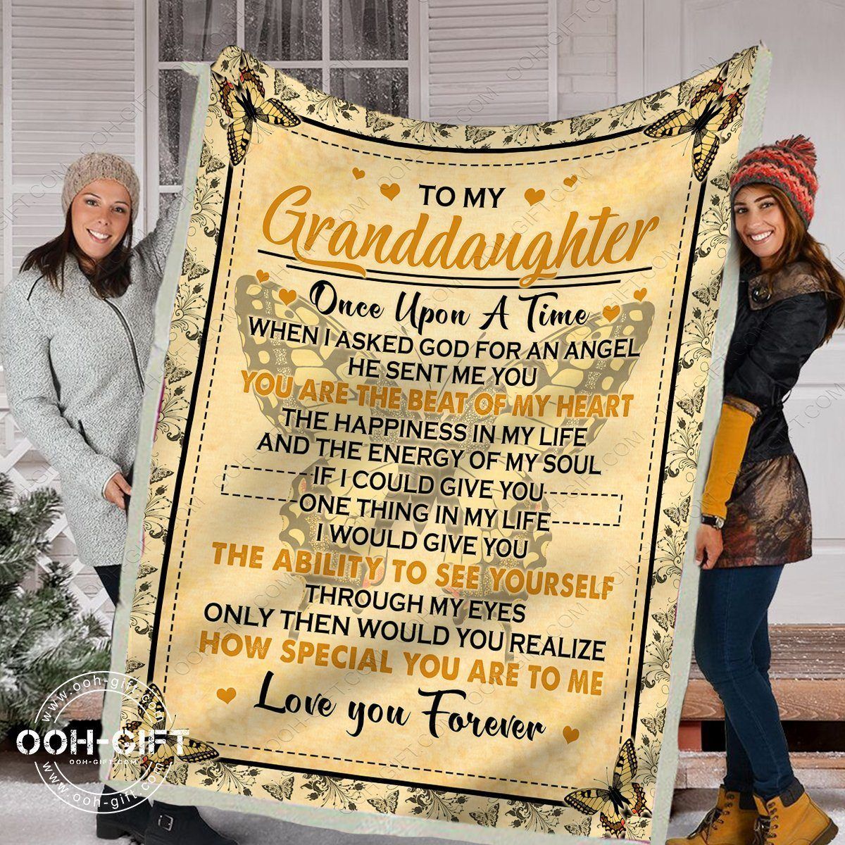 Granddaughter My Angel Girl Sherpa Fleece Blanket