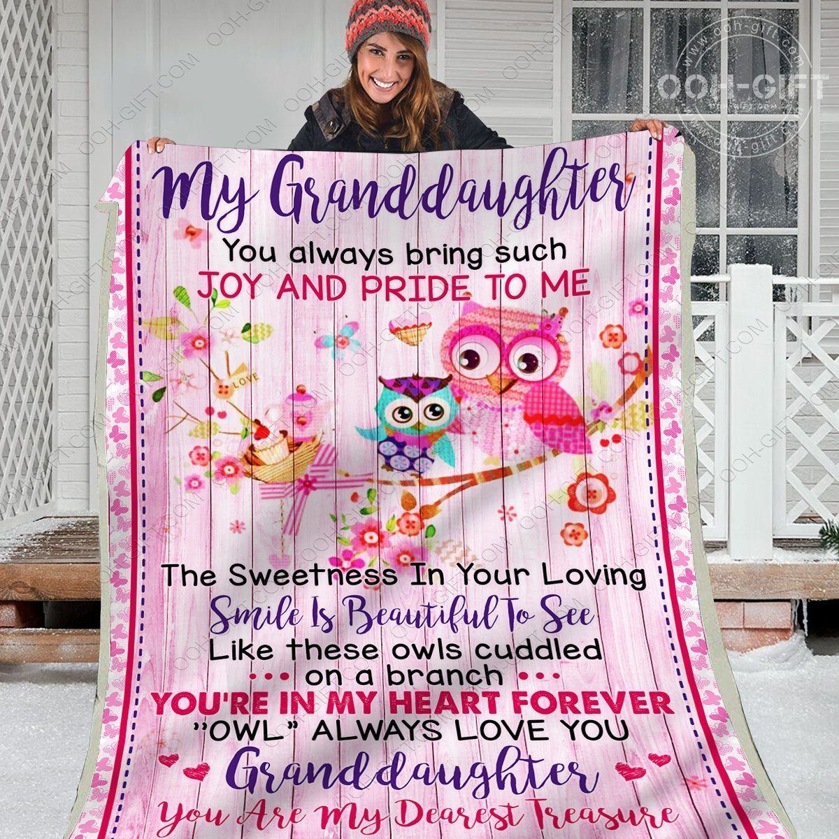 Granddaughter My Dearest Treasure Sherpa Fleece Blanket