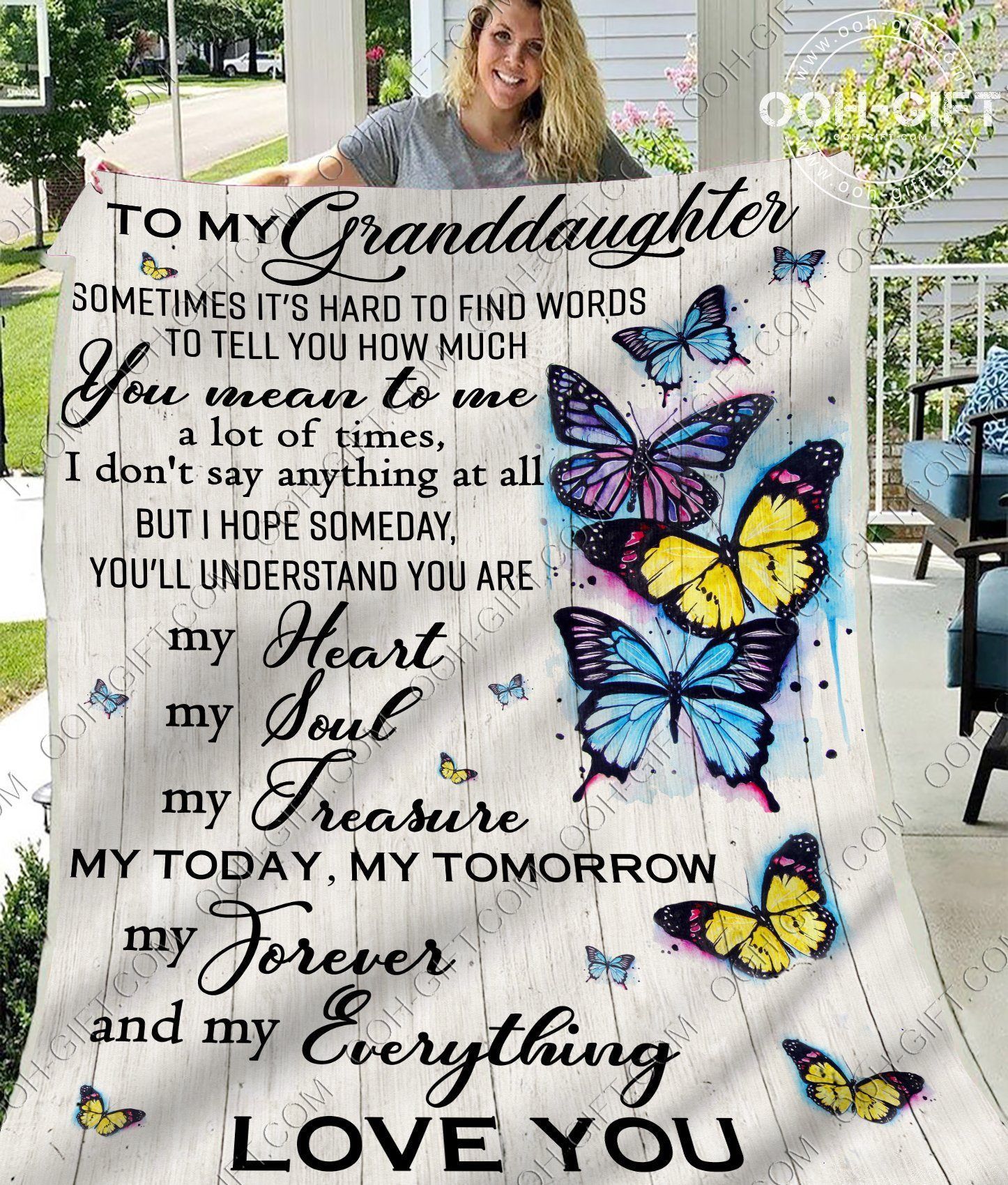 Granddaughter My Everything Sherpa Fleece Blanket