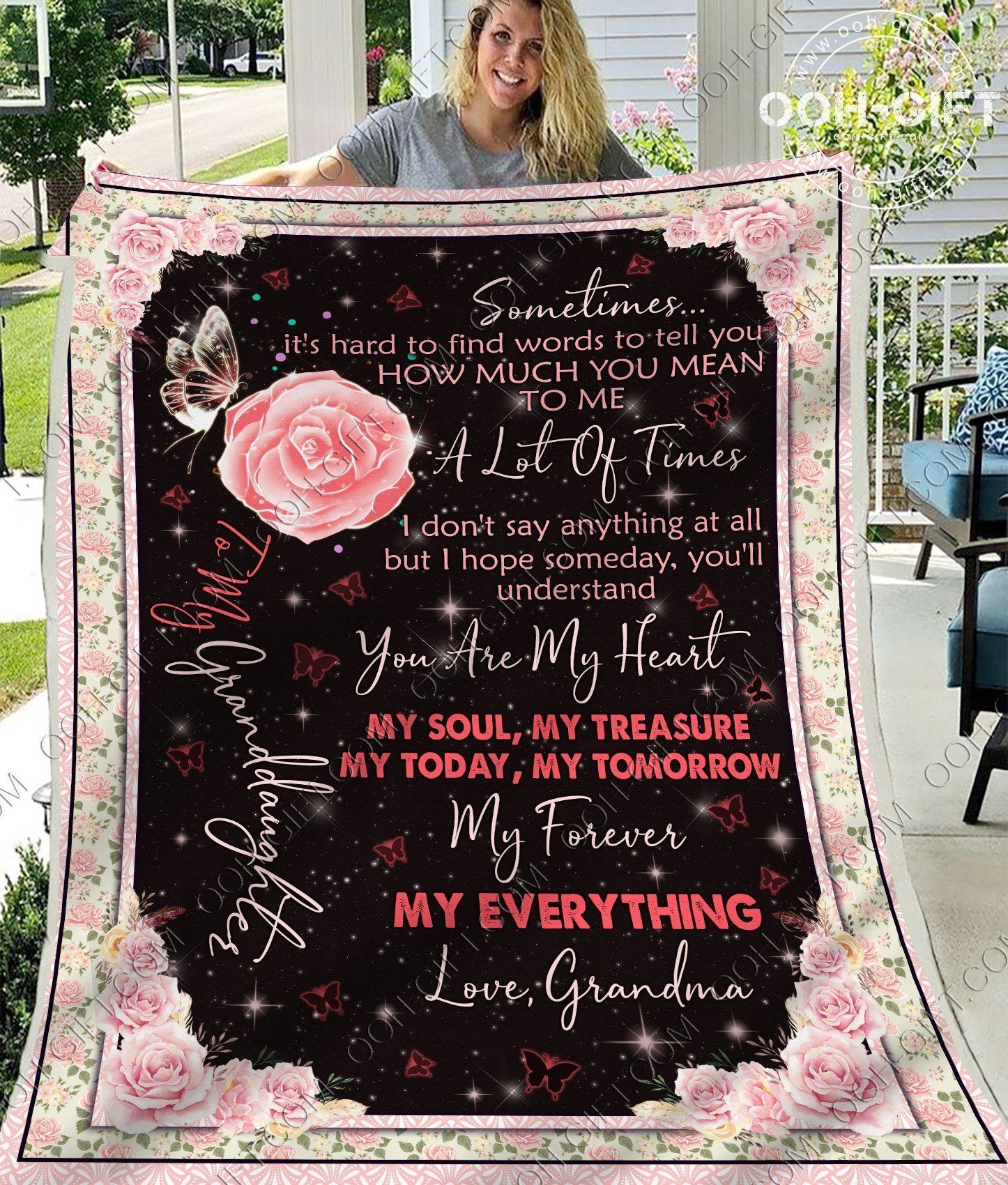 Granddaughter My Everything Sherpa Fleece Blanket
