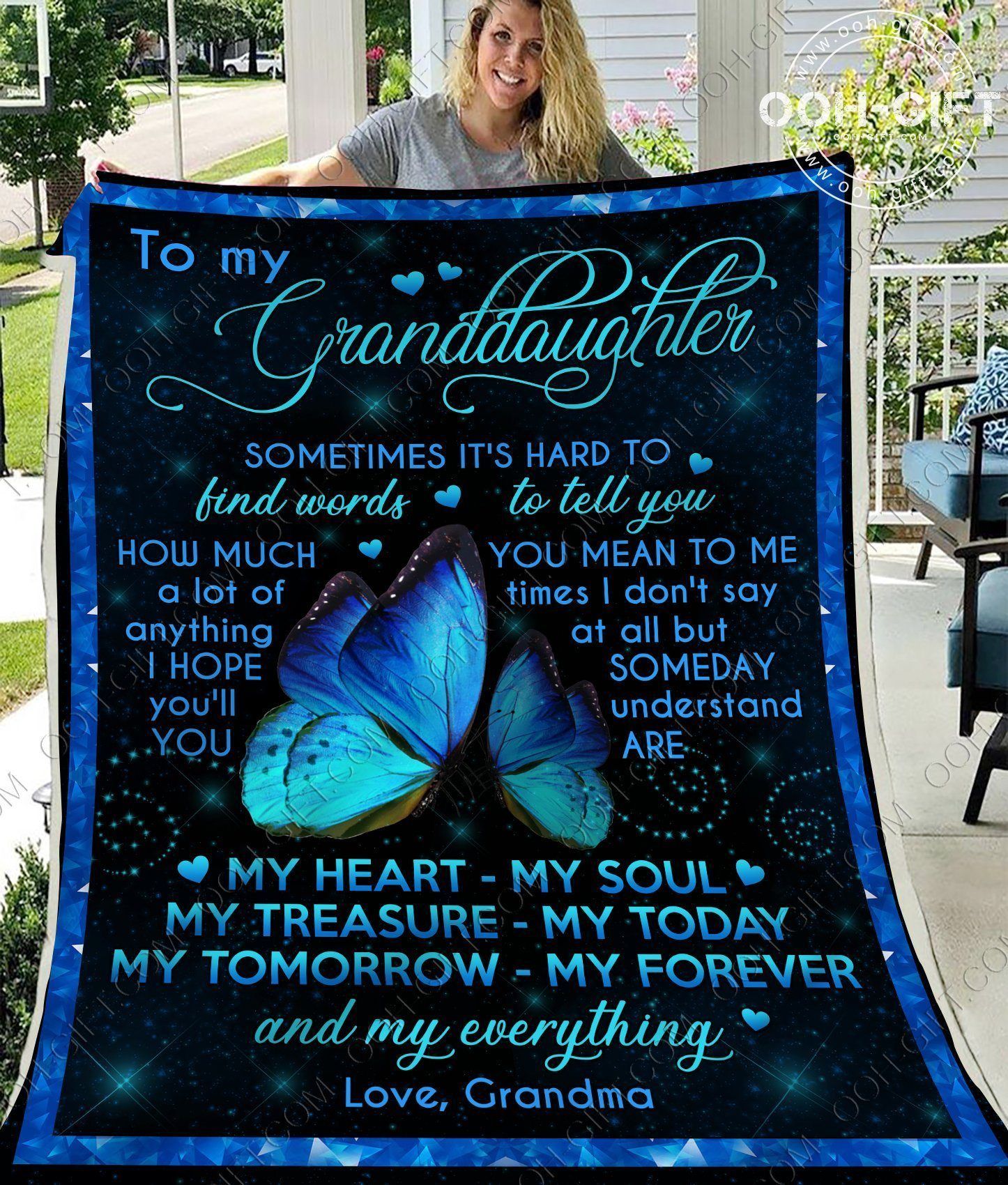 Granddaughter My Heart My Soul Sherpa Fleece Blanket