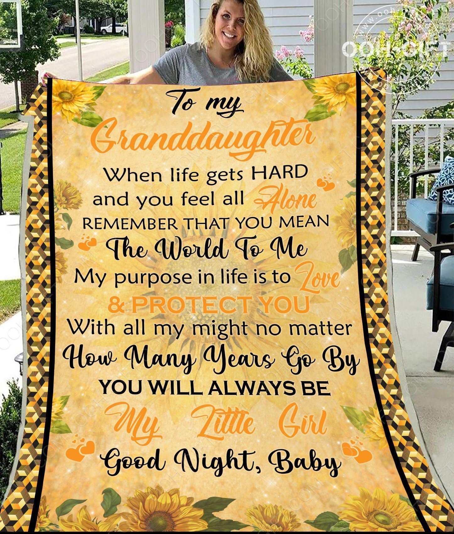 Granddaughter My Little Girl Goodnight Baby Sherpa Fleece Blanket