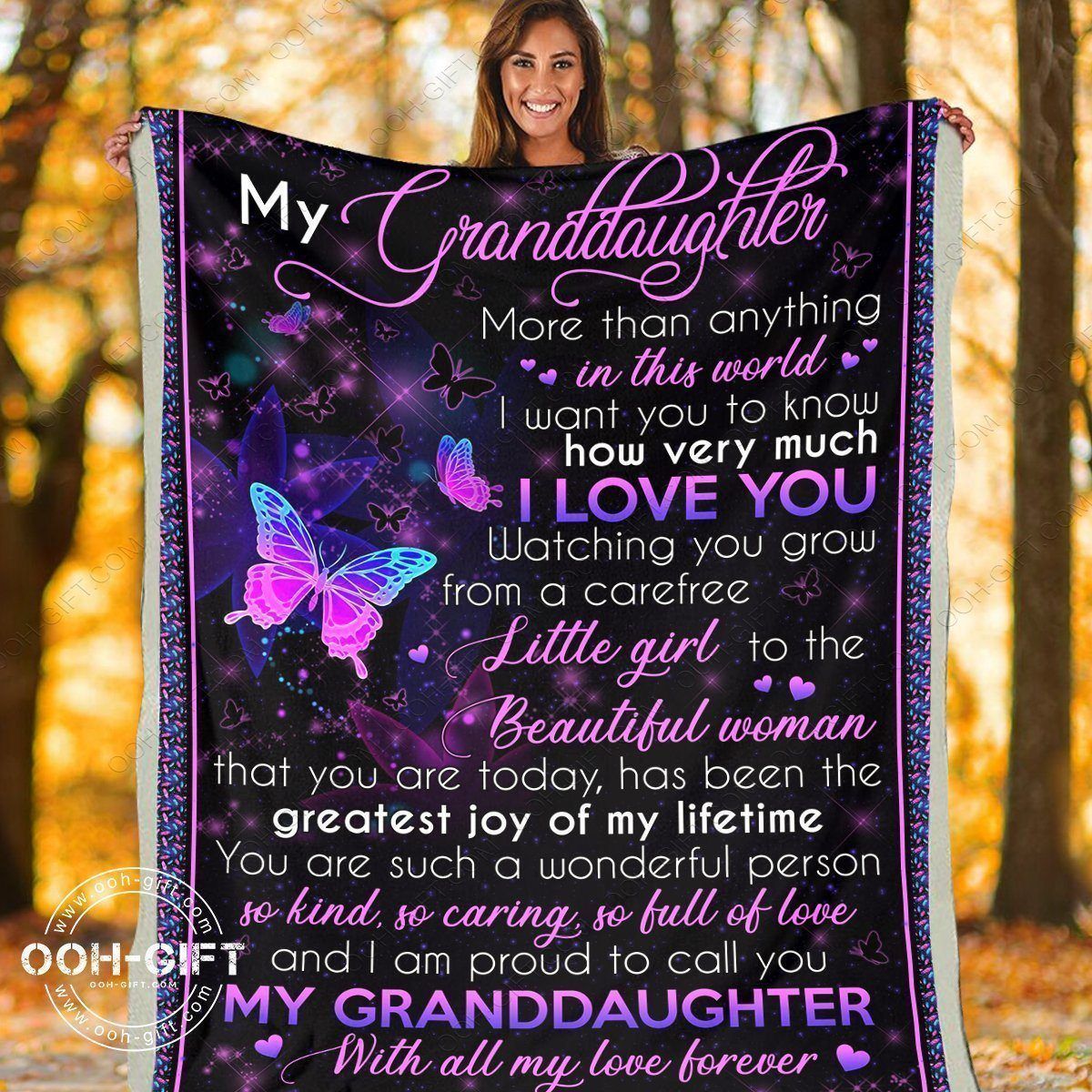 Granddaughter My Love Forever Sherpa Fleece Blanket