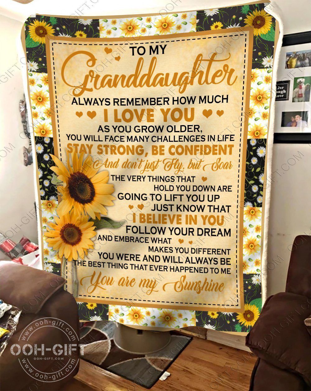 Granddaughter My Sunshine Sherpa Fleece Blanket