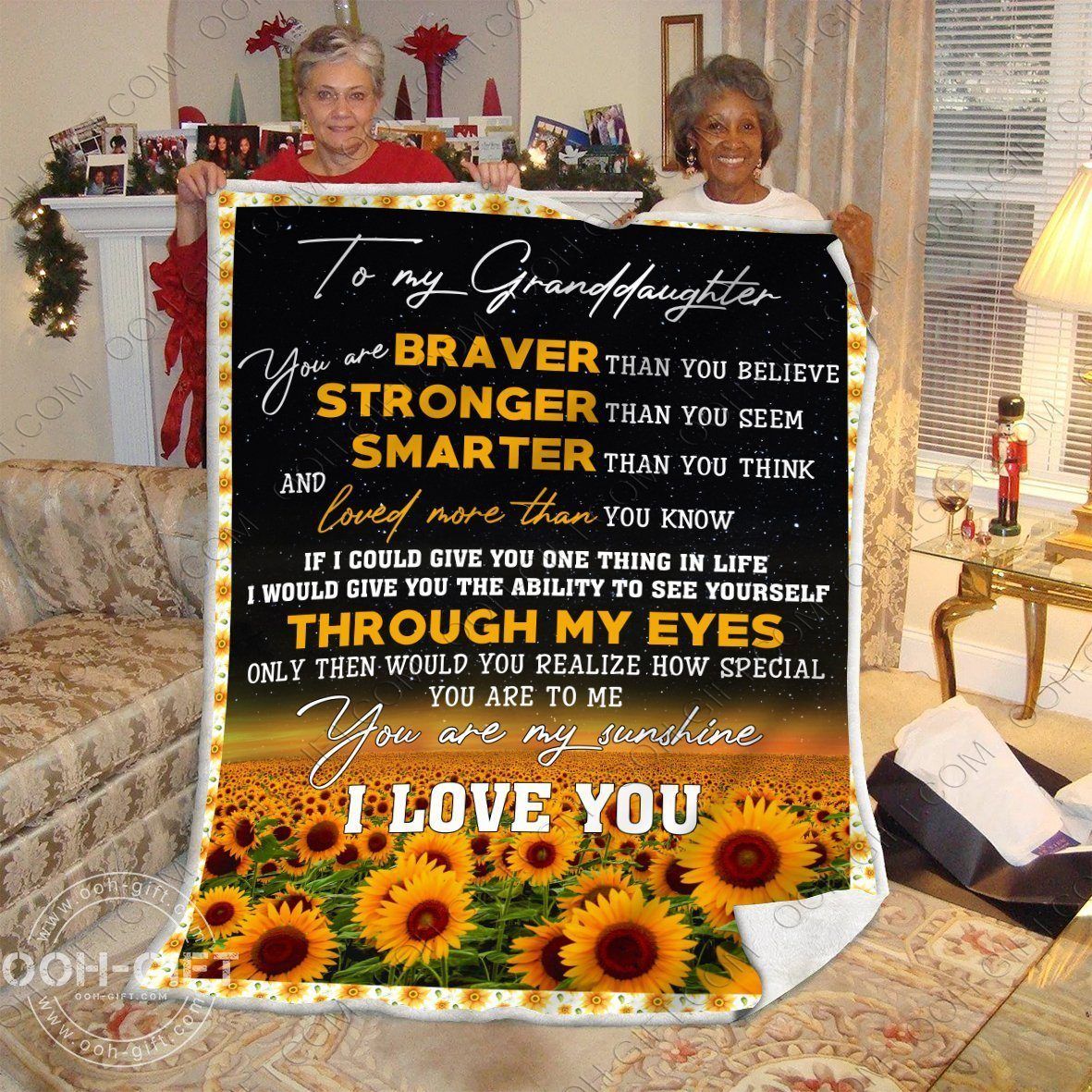 Granddaughter My Sunshine Sherpa Fleece Blanket