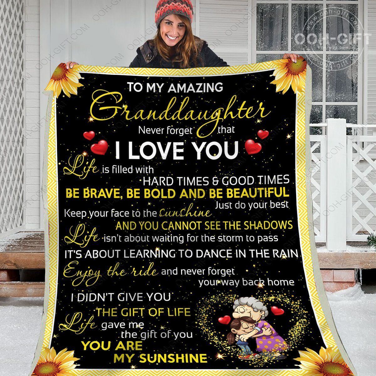 Granddaughter My Sunshine Sherpa Fleece Blanket