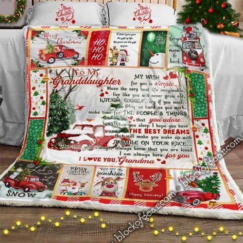 Granddaughter My Wish For You From Grandma Christmas Sherpa Fleece Blanket