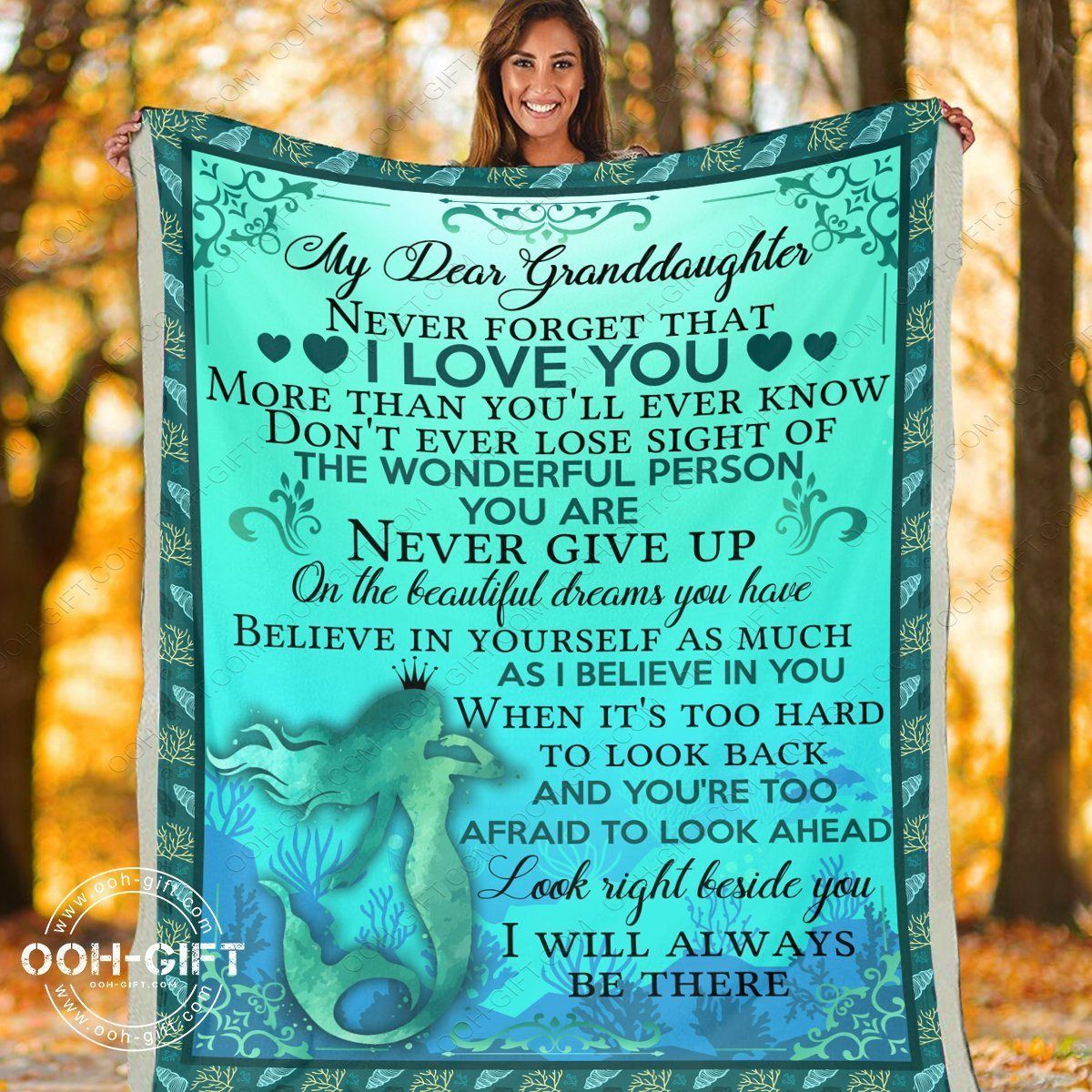 Granddaughter Never Give Up Sherpa Fleece Blanket