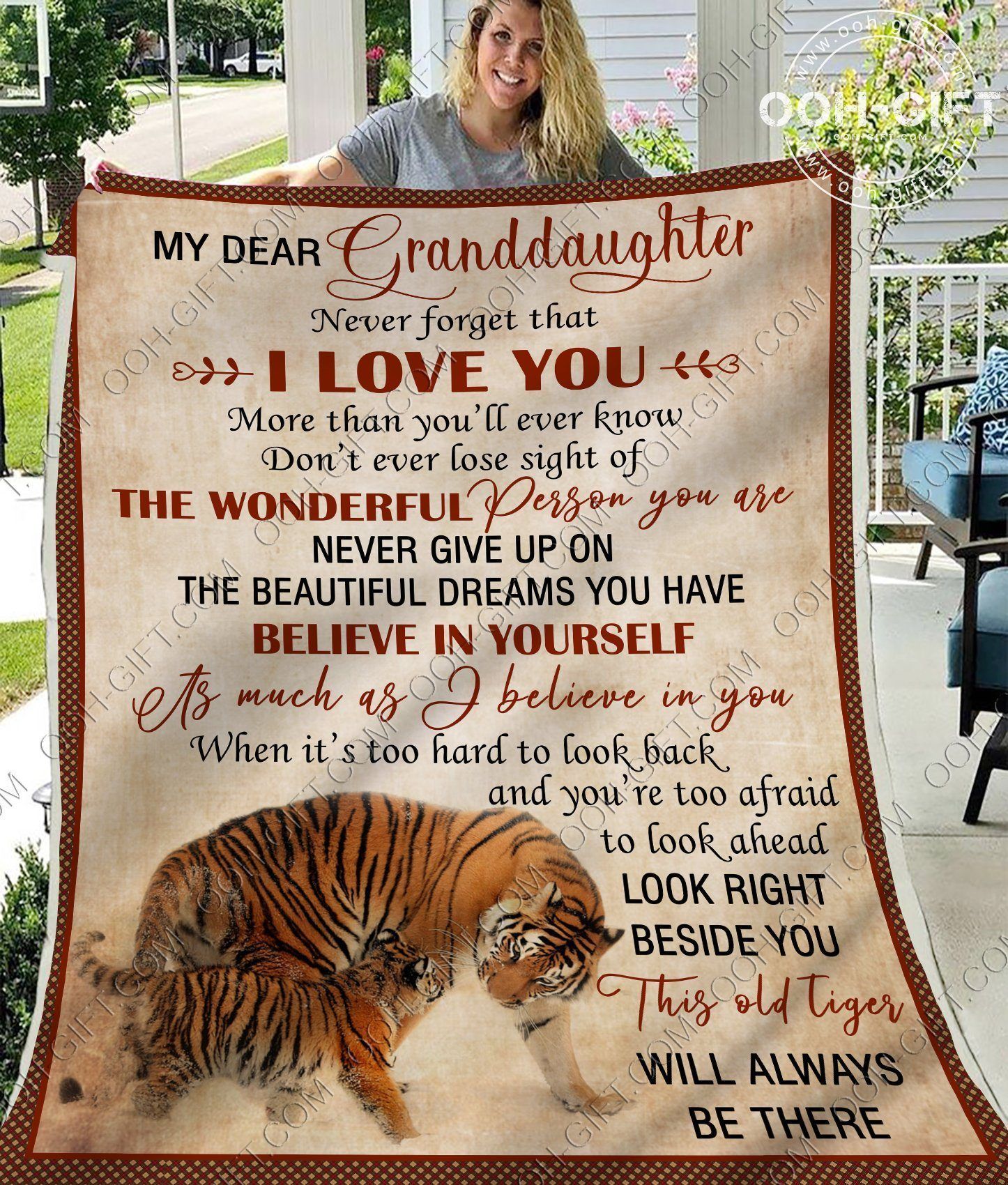 Granddaughter Never Give Up Sherpa Fleece Blanket