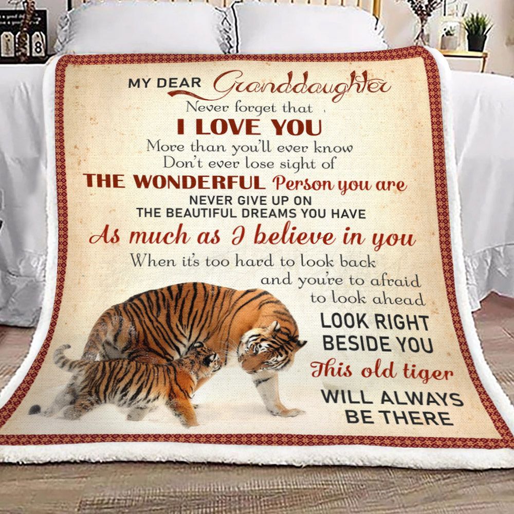 Granddaughter Never Give Up Sherpa Fleece Blanket