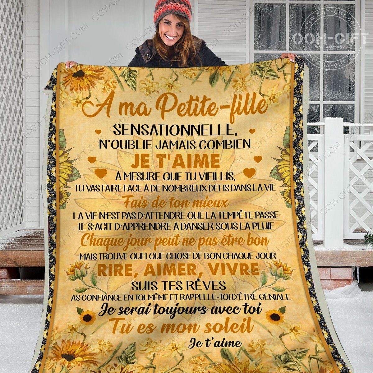 Granddaughter Noublie Jamais Combien Je Taime Sherpa Fleece Blanket