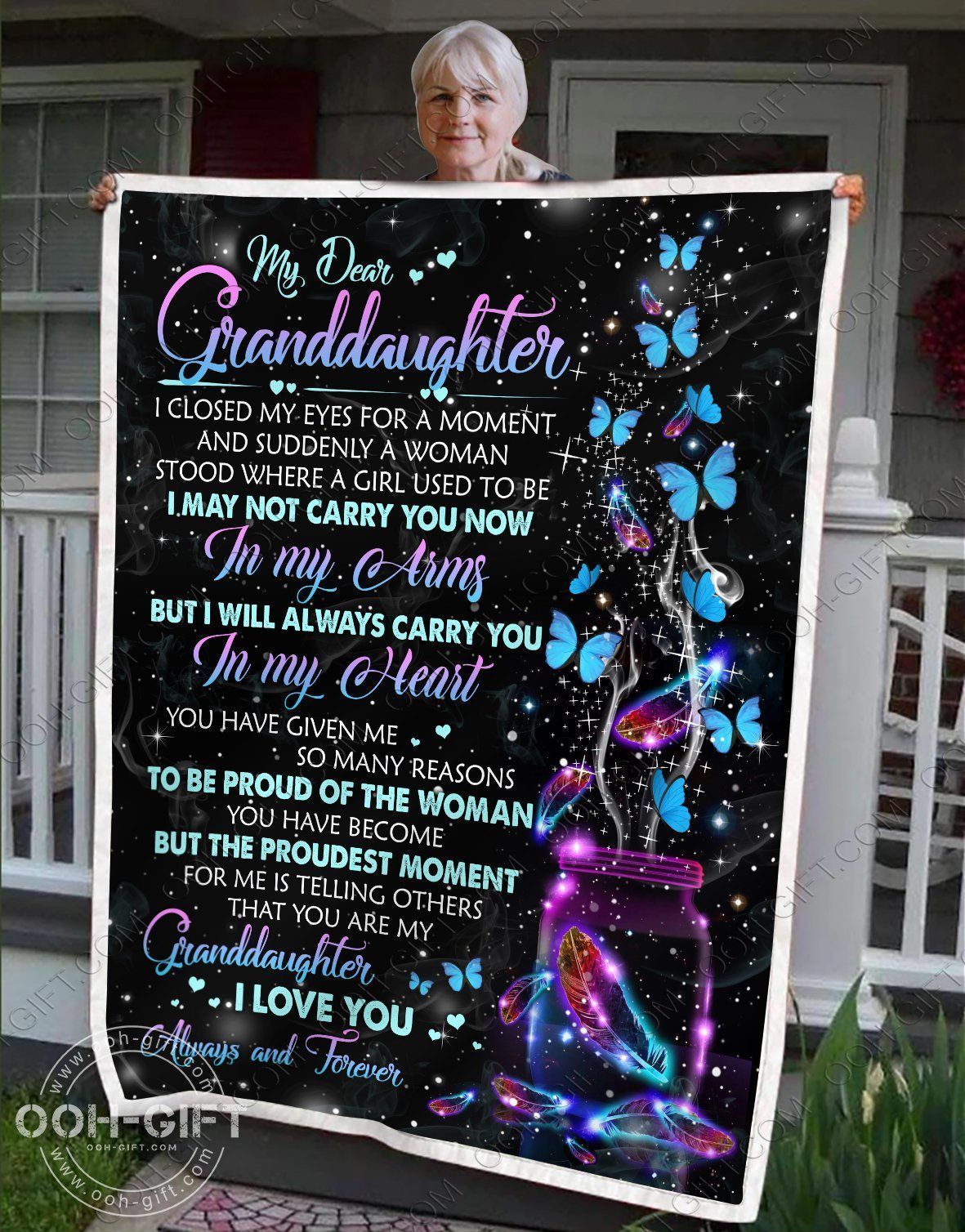 Granddaughter Proud Of You Sherpa Fleece Blanket