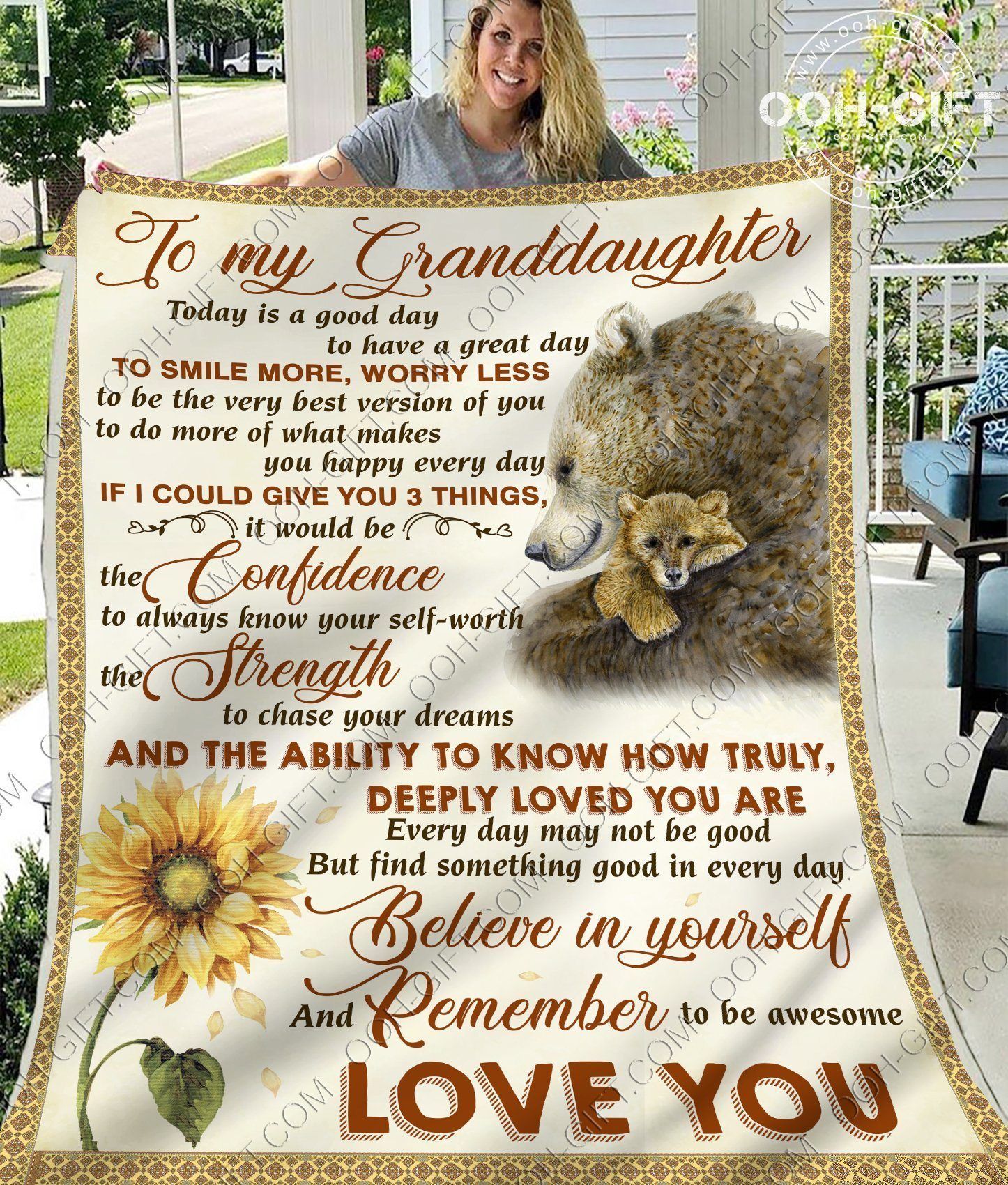 Granddaughter Remember To Be Awesome Sherpa Fleece Blanket