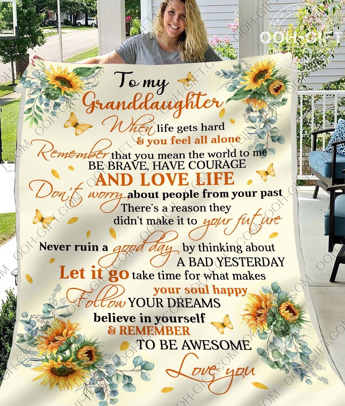 Granddaughter Remember To Be Awesome Sherpa Fleece Blanket