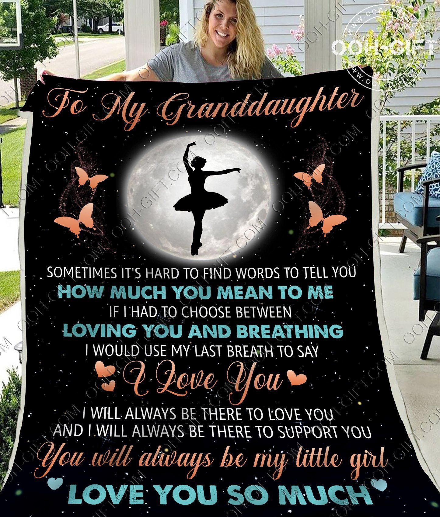 Granddaughter Say I Love You Sherpa Fleece Blanket