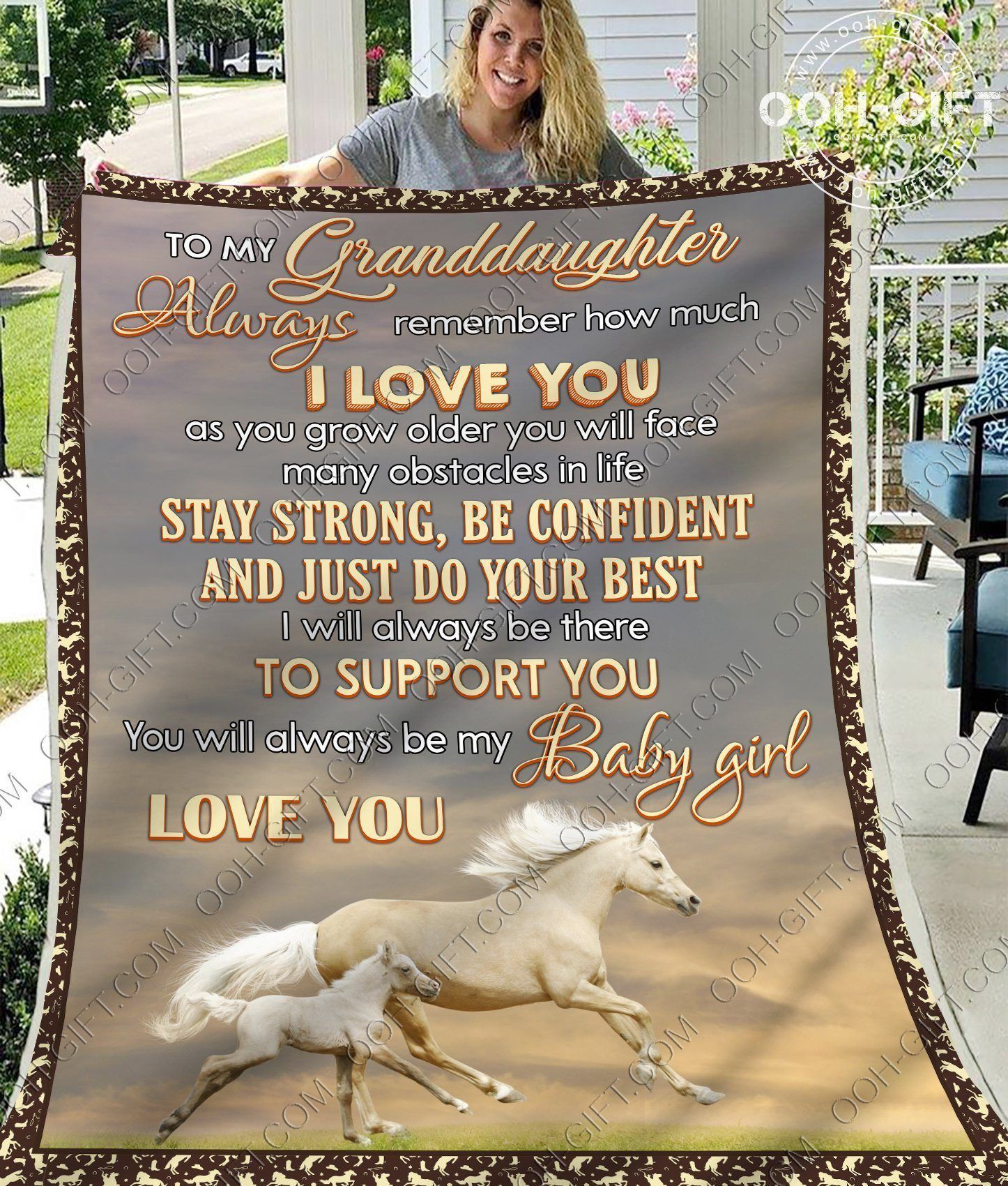 Granddaughter Stay Strong Sherpa Fleece Blanket
