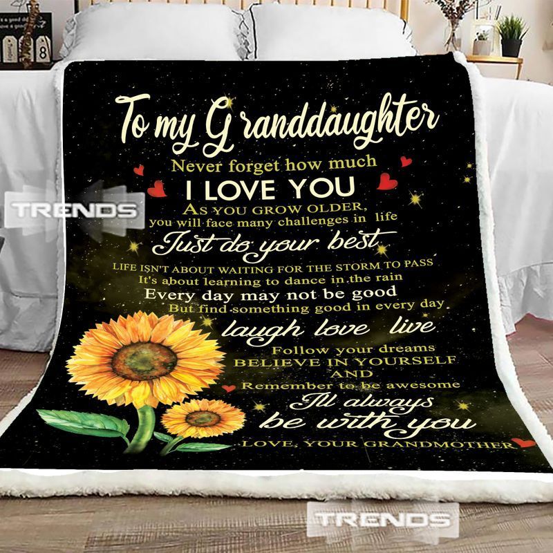 Granddaughter Sunflower Sherpa Fleece Blanket