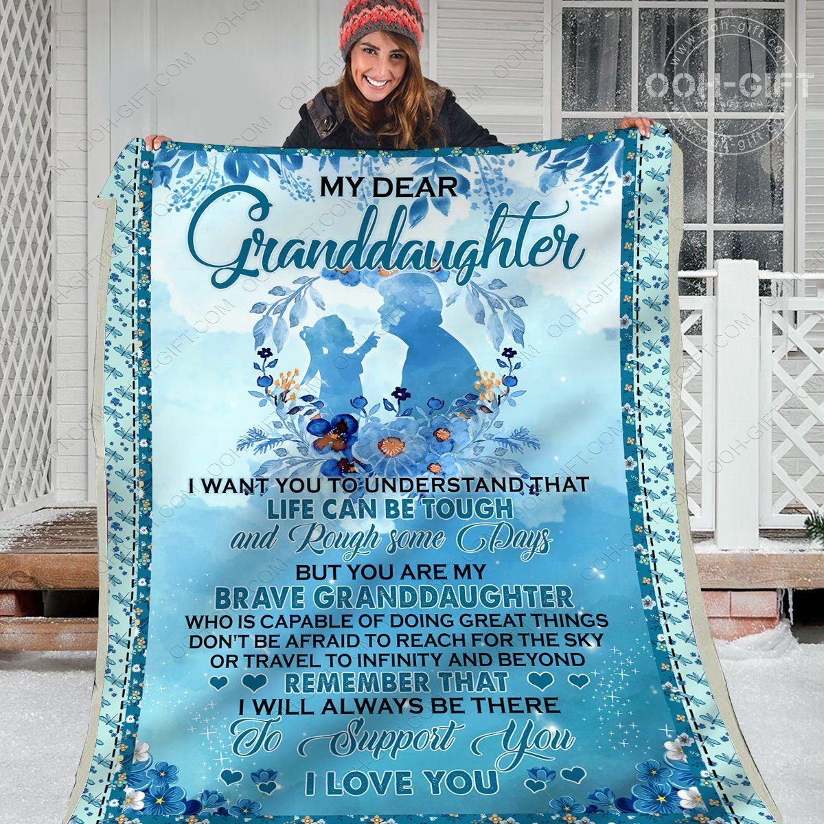 Granddaughter Support You Sherpa Fleece Blanket