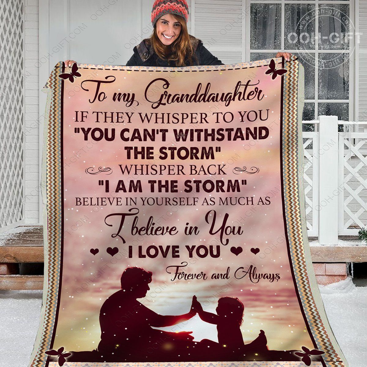 Granddaughter The Storm Sherpa Fleece Blanket
