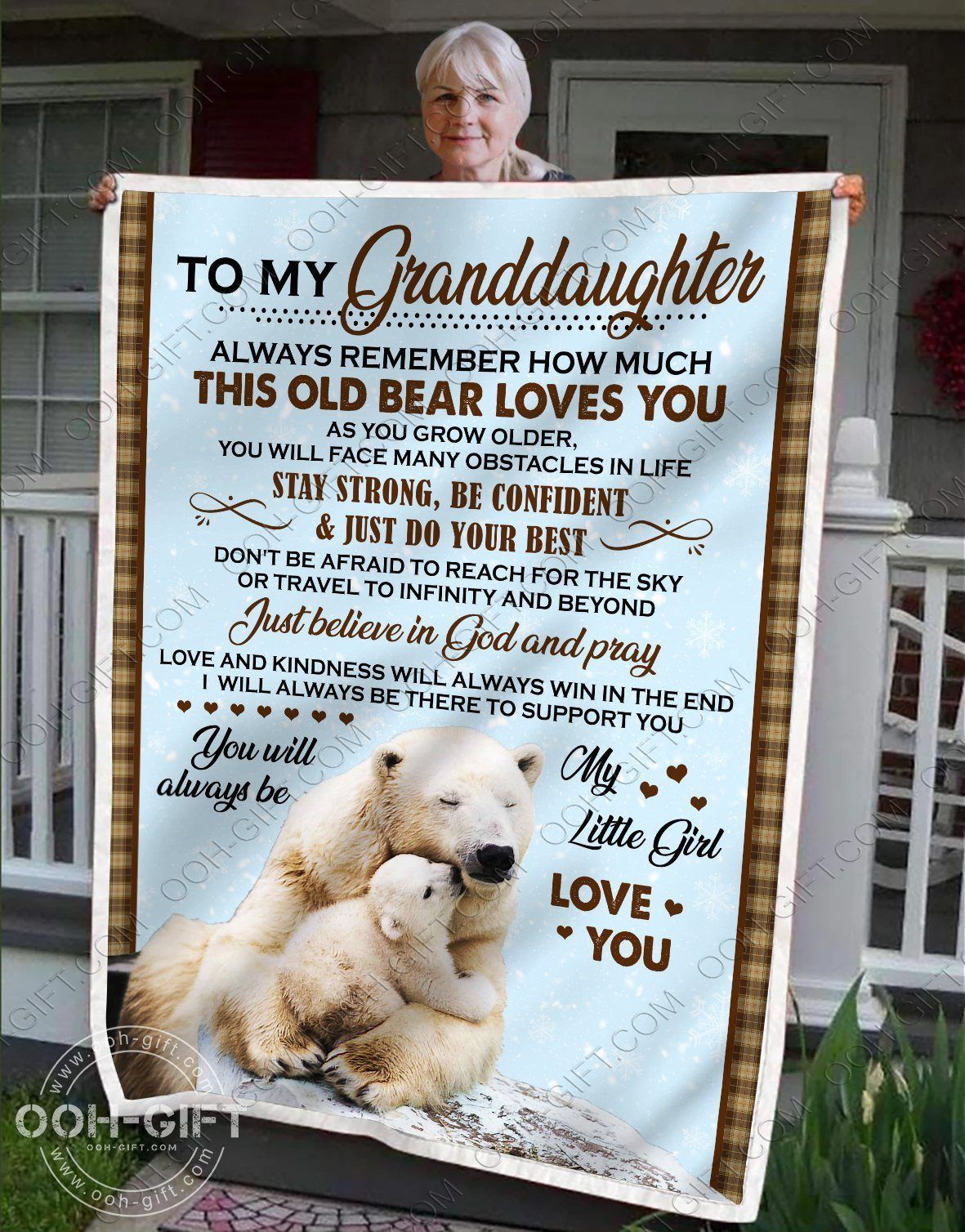 Granddaughter This Old Bear Loves You Sherpa Fleece Blanket